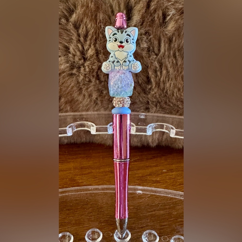 Kitty Cat Cute Pen Handmade Decorated Beaded 💖 🐾